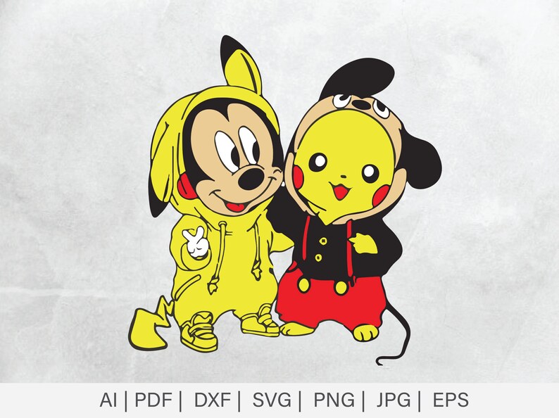 Mickey and Pikachu SVG Vector Digital File Eps Ai Pdf Dxf | Etsy