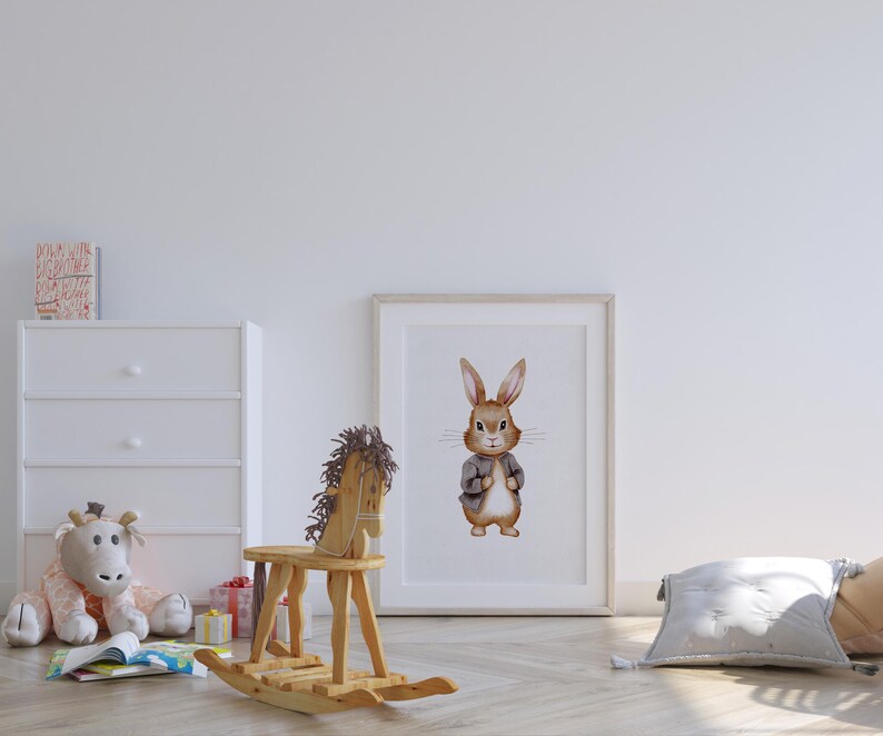 Bunny Nursery Print Cute Nursery Baby Boy Nursery Cottagecore Print ...