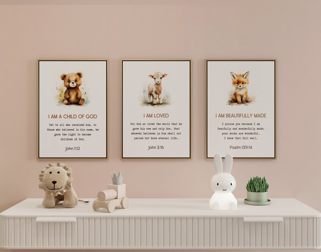 Christian Nursery Set of 3 Prints Nursery Bible Verse Wall Decor ...