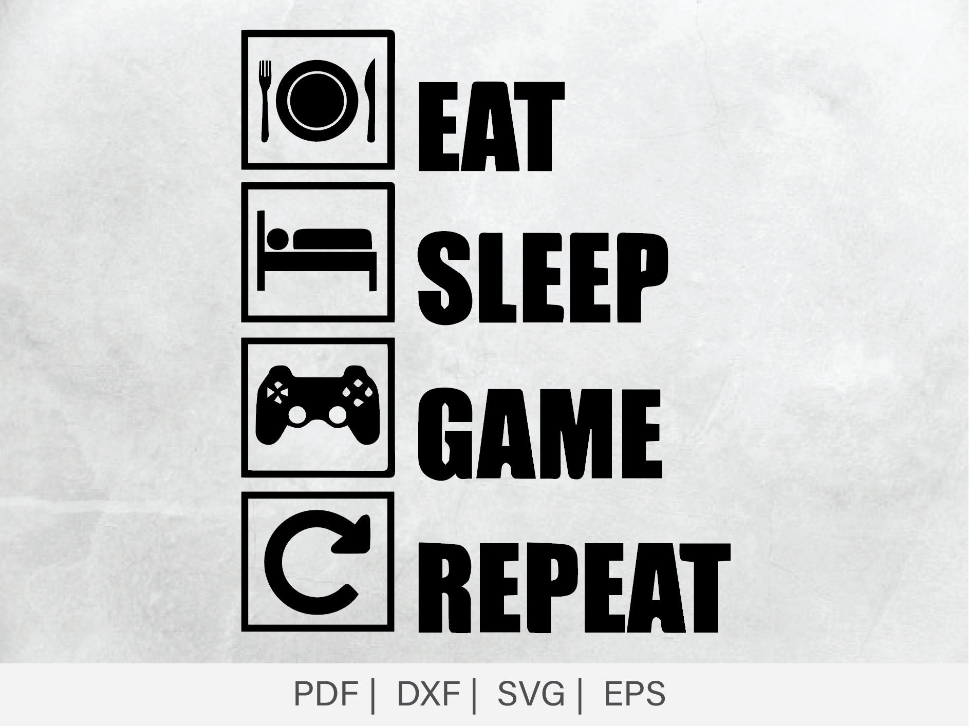 Eat Sleep Game Repeat SVG Design Funny Gaming Quotes Video - Etsy