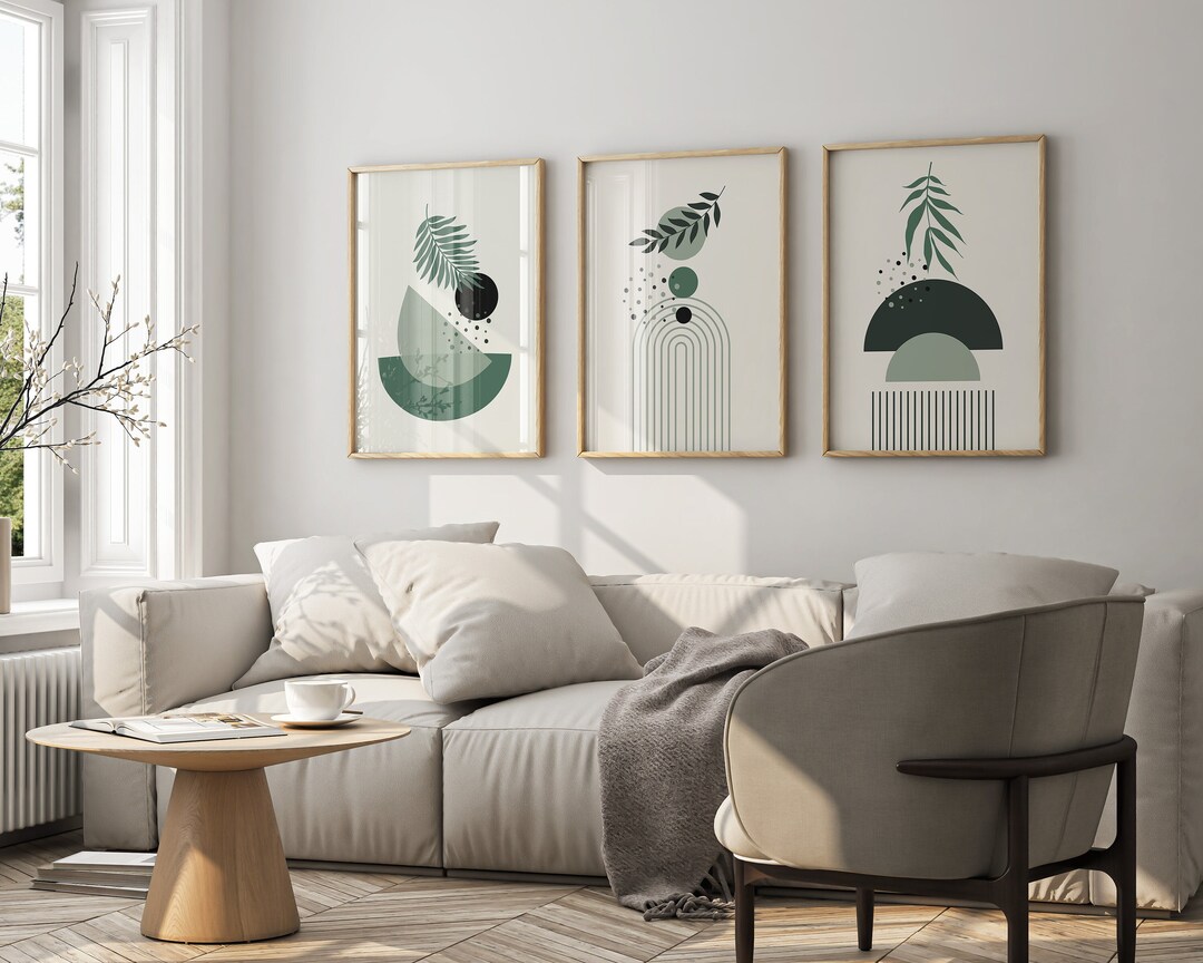 Boho Wall Prints Set of 3 Boho Wall Art Sage Botanical Wall Prints ...