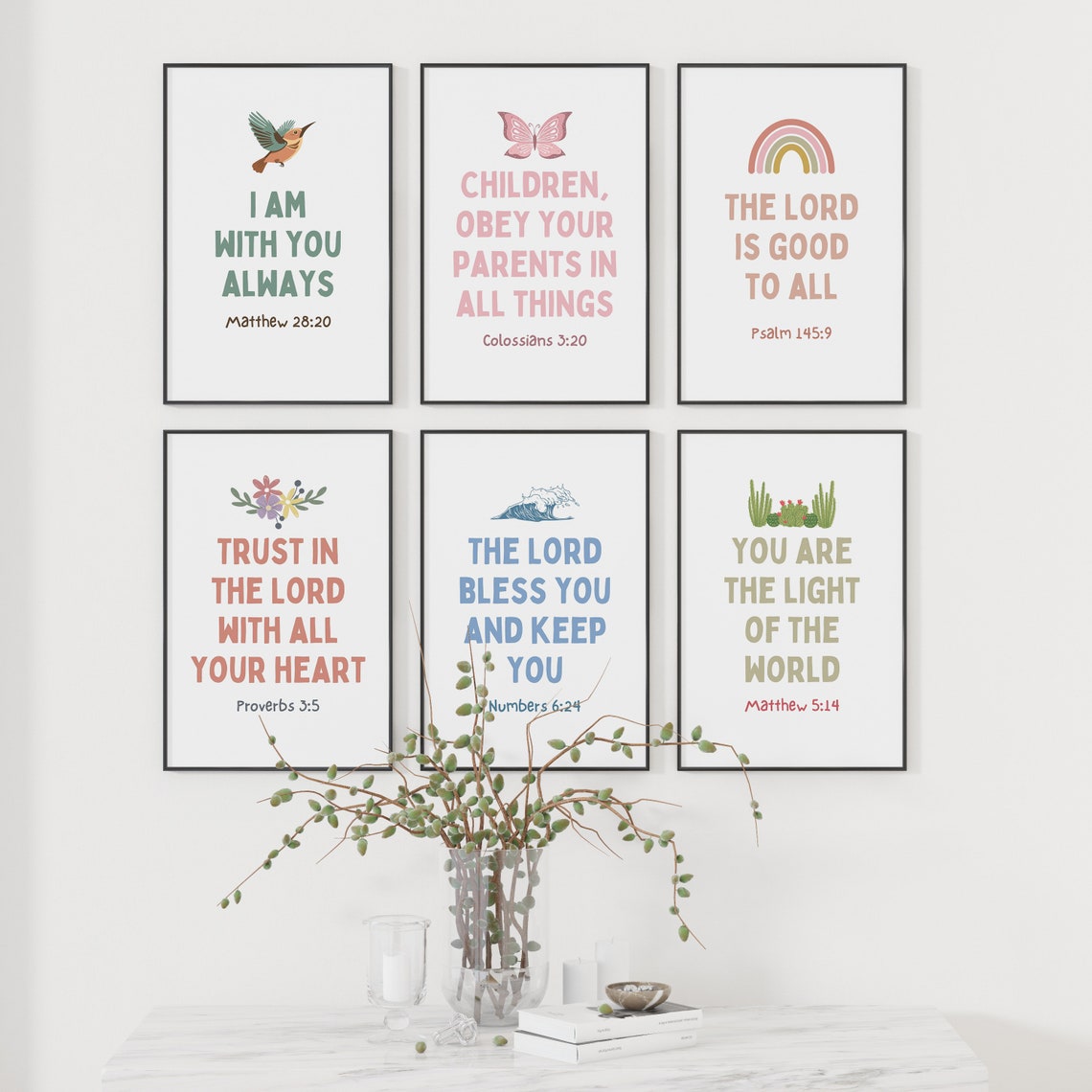 Kids Bible Verse Scripture Wall Art Church Sunday School Wall Art ...
