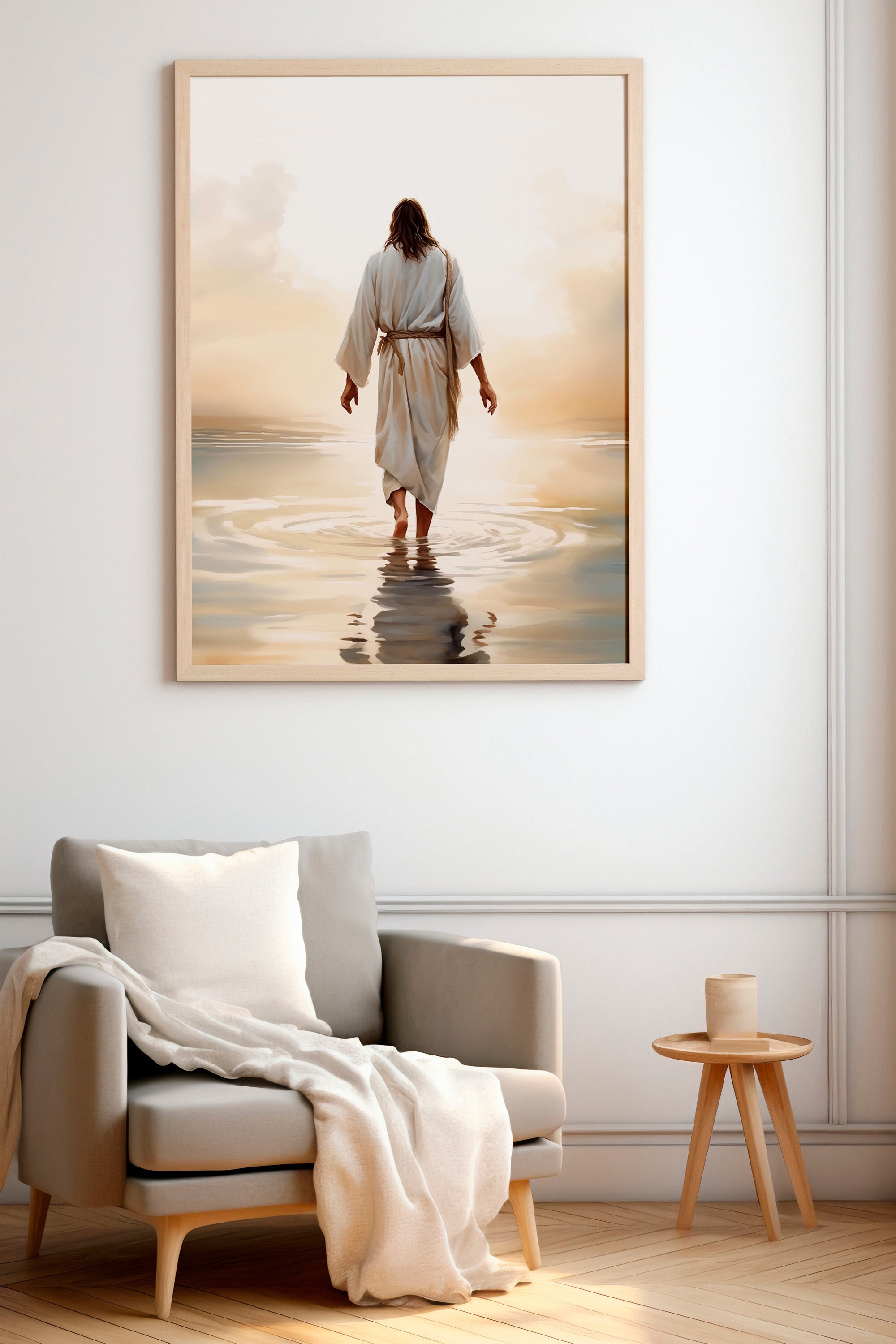 Jesus Walking on Water Poster Jesus Wall Print Bible Verse Wall Art ...