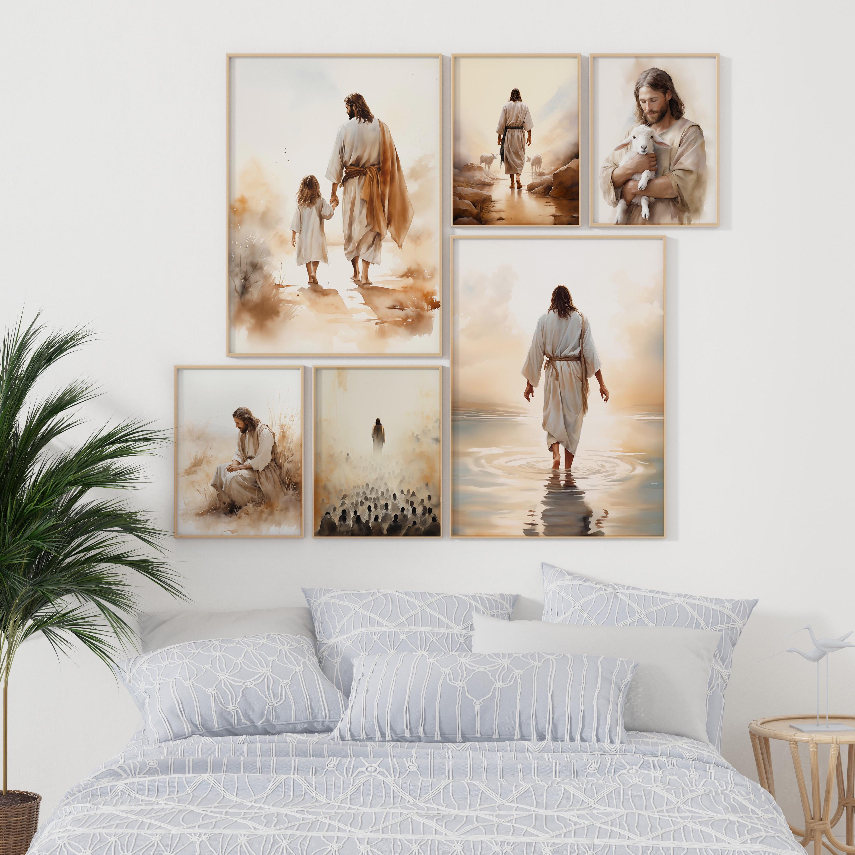 Jesus Wall Prints Set of 6 Christian Gallery Wall Art Christian Living ...