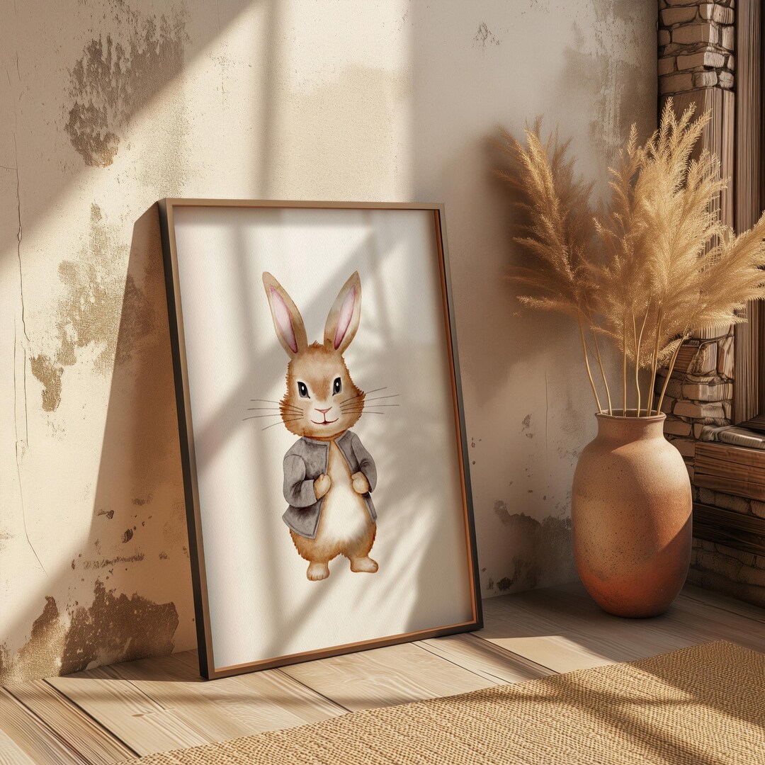 Bunny Nursery Print Cute Nursery Baby Boy Nursery Cottagecore Print ...