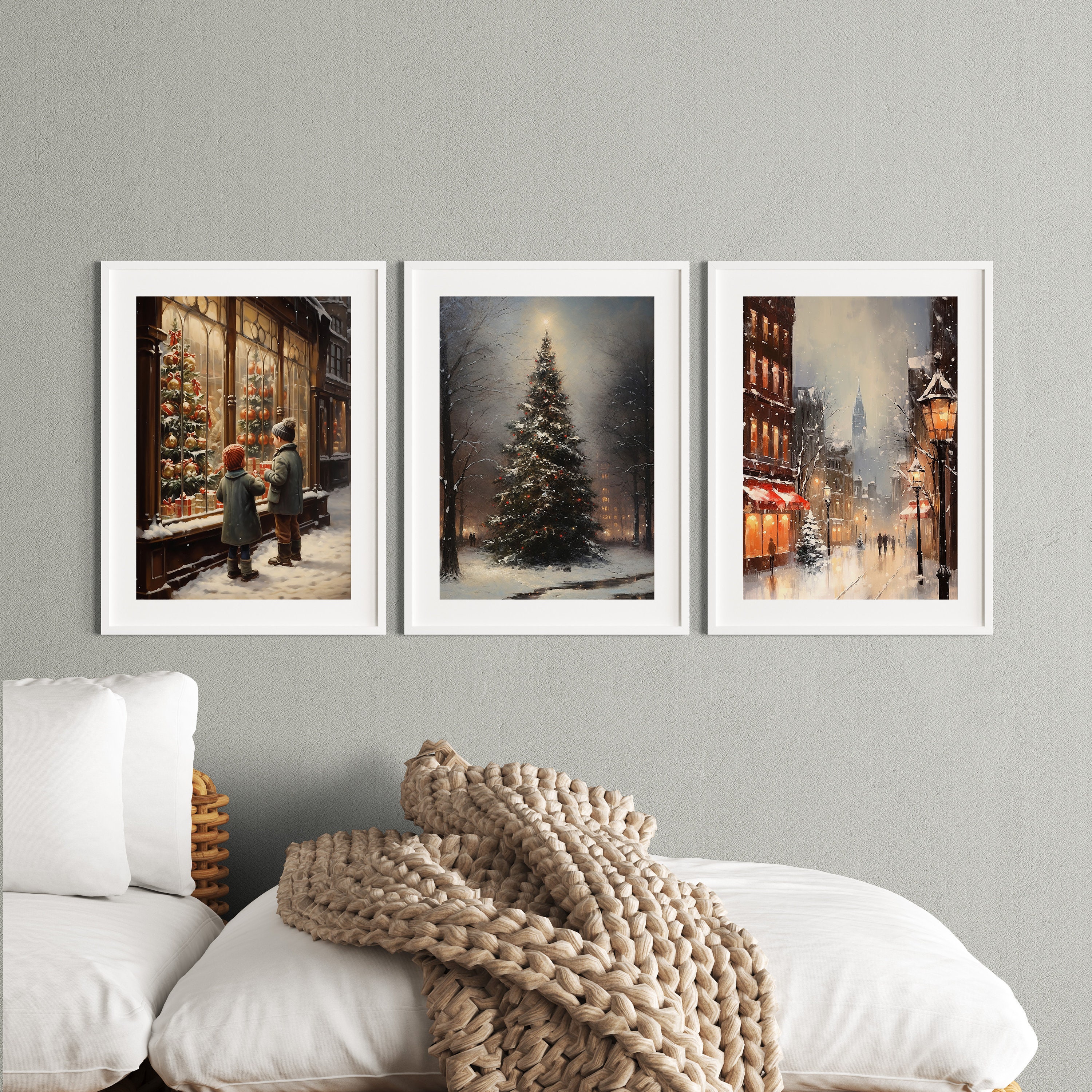 Farmhouse Christmas Printable Set of 3 Vintage Christmas Prints Vintage ...