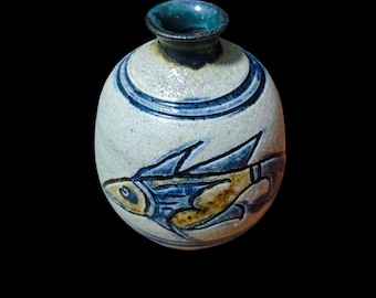 金城次郎 魚彫り陶器花瓶 サイン入り - Etsy 日本