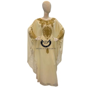 Luxury Hand Embroidered Farasha Kaftan Dress – Dubai Abaya for Women – Plus Size Moroccan Kaftan – Eid, Wedding & Party Wear