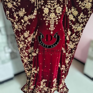 Somali Dirac dress  Wedding outfits beaded embroidery an elegant train, Burgundy colour dirac plus sizes Bridal dress nikah prom dress