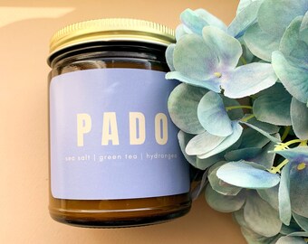 Asian Inspired Soy Wax Scented Candle: Pado- floral, sweet, and soapy scented candle, Korean candle, housewarming gift, home decor gift