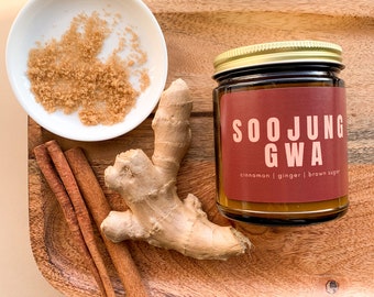 Asian Inspired Soy Wax Scented Candle: Soojunggwa - warm spicy scented candle, housewarming gift, home decor gift, Korean candle