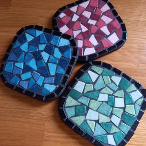 DIY mosaic kit set of 3 colored coasters