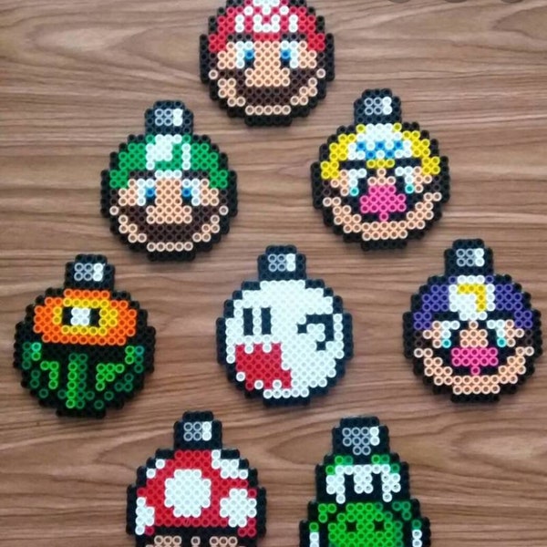 kit perles à repasser : boules de noel personnages univers mario