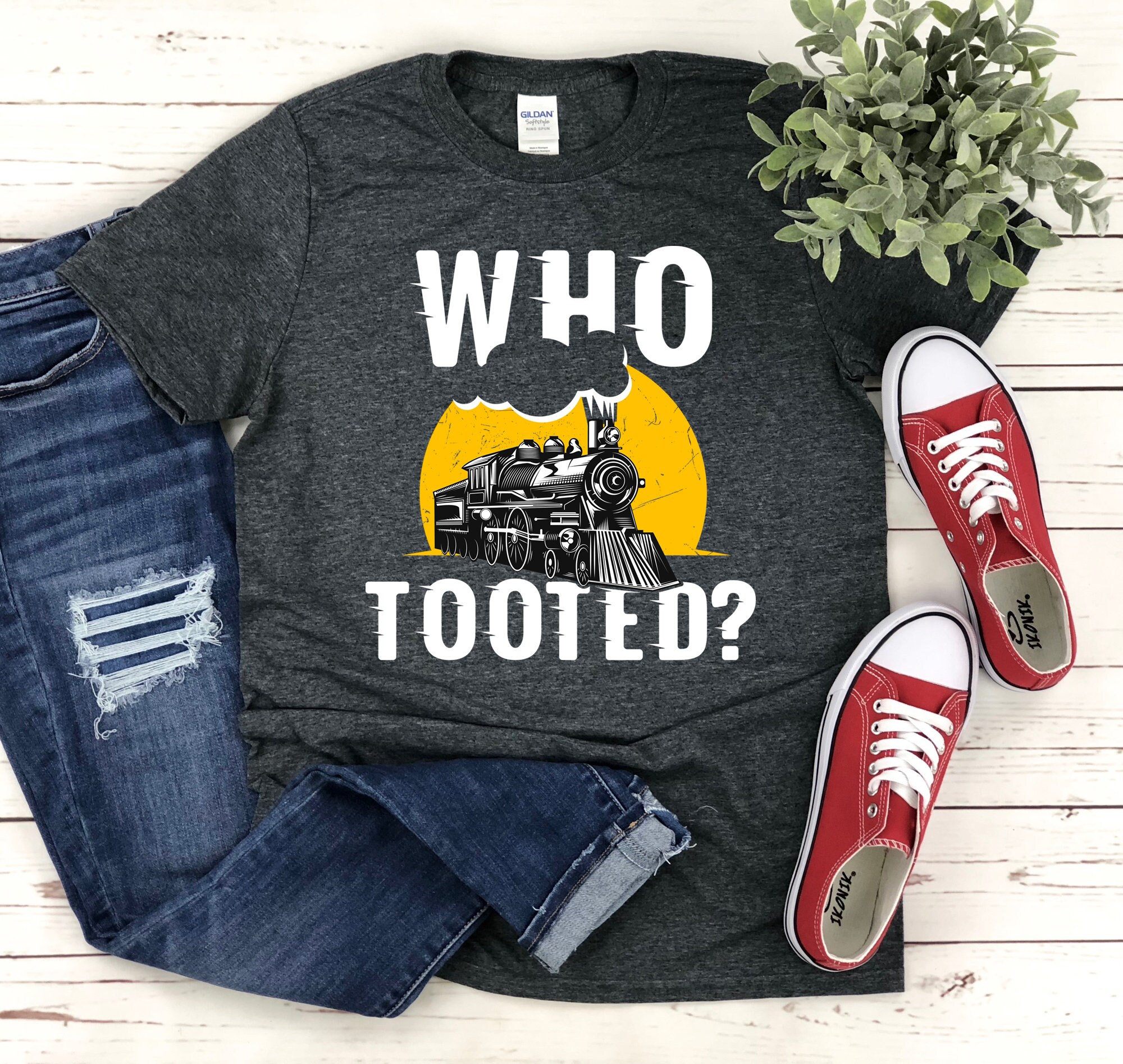 Who Tooted Model Train Shirt | Sweatshirt | Youth Kids | Father's Day Gift | Funny Train Lover | Locomotive Railroad Conductor