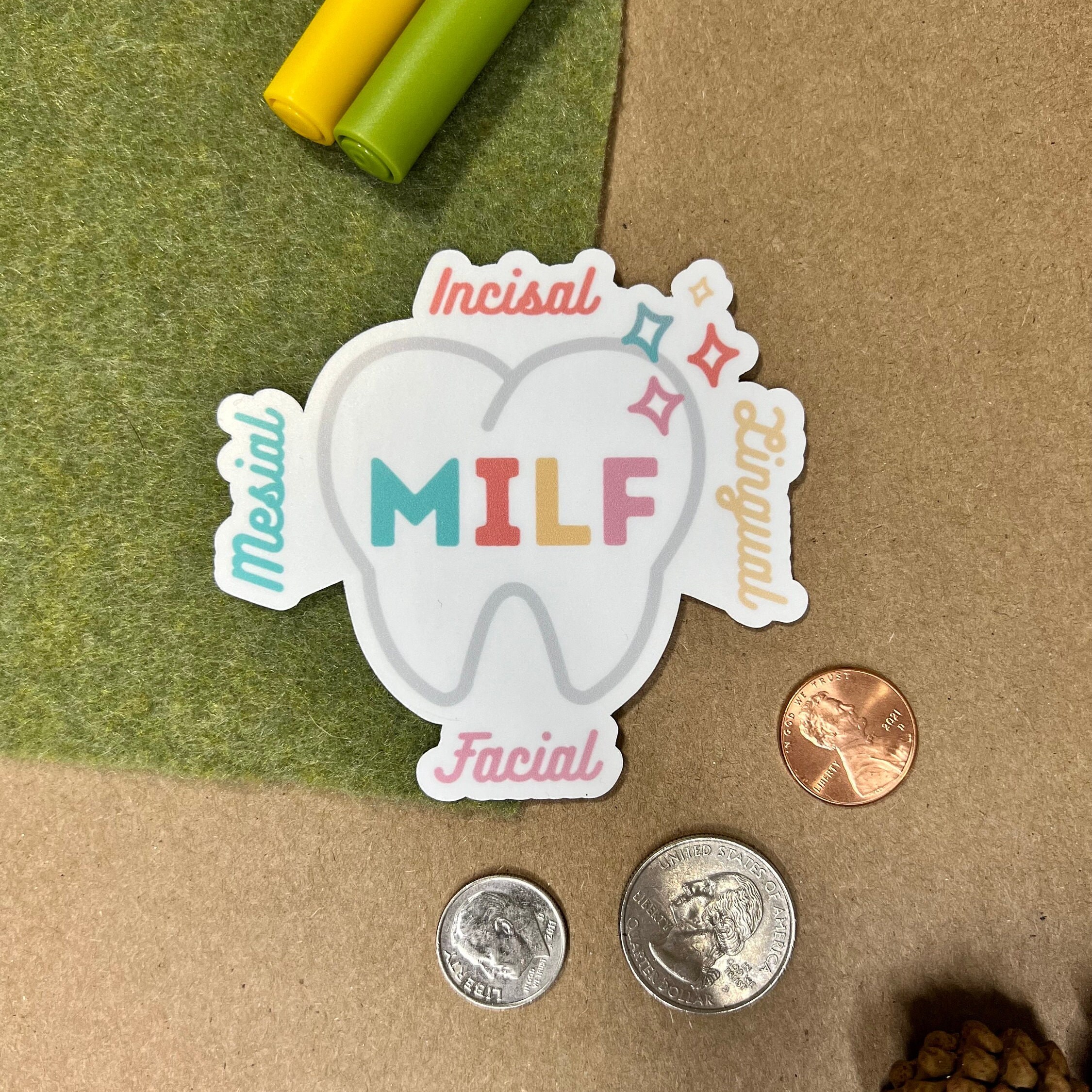 Dental Sticker, Tooth Laptop Sticker, Teeth Vinyl Sticker, Funny MILF ...