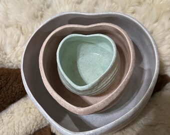 Set of Handmade heart bowls