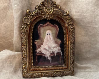 Ghost Portrait,Halloween, Mini Art PRINT,Framed