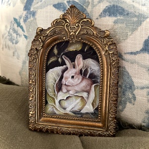 Bunny Nestled In Cabbage Mini Fine Art PRINT Framed,Spring,Easter