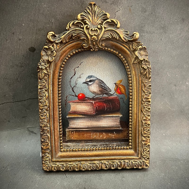 Bird on a Book Stack - Etsy