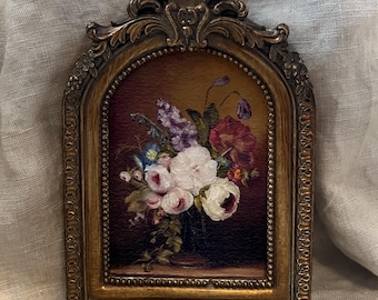Moody Floral Still Life Roses in Vase Mini Art PRINT Framed