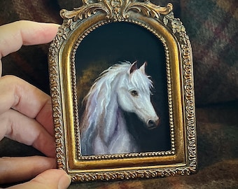Horse Portrait Equestrian Mini Fine Art PRINT Framed