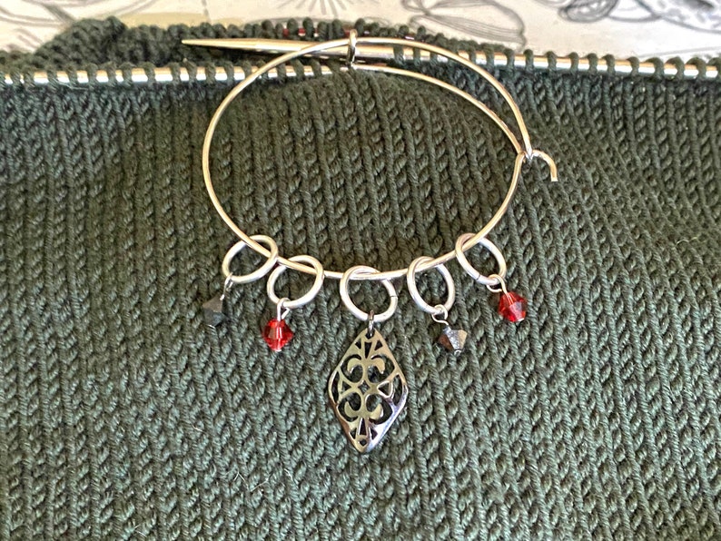 Knitting Stitch Markers\u2014Silver tone w bracelet or necklace option