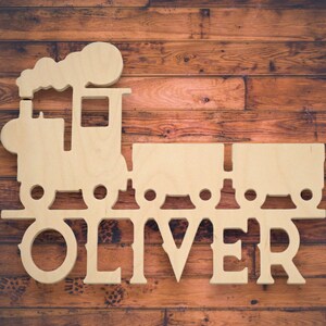 Custom Train Wooden Name Sign, Custom Boys Room Decor, Children's Room Monogram Wood Cutout, Personalized Kids Room Sign - O1009