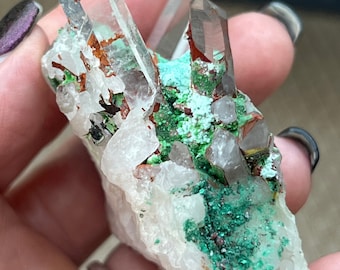 Quartz Cluster w/ Malachite | Hematite | Self-Standing | M’Cissi Er Rachidia Province Morocco