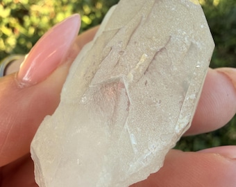 Natural Frosted Cathedral Quartz Crystal | Raw Brazilian Clear Quartz Point | Collector Mineral Specimen | 41g
