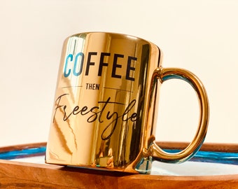 Freestyle Gold Mug | 12 Oz Coffee Mug | FYF Accessories | Intentional Tools | Finding Your Freestyle | Gold Chrome Ceramic