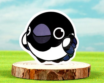 Round Magpie, Bird Gift, 2.5" Sticker, Glossy