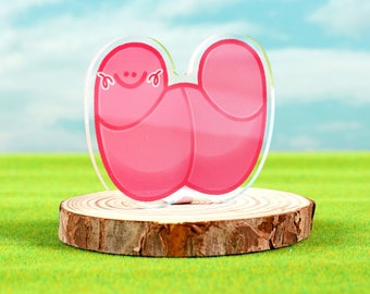 W shaped Worm, Pink Worm Charm, Acrylic Pin, One Sided design, 2.5"