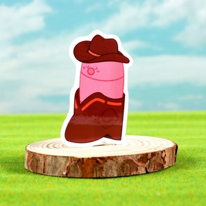 Wild West Worm, Cowboy Sticker, 2.5&quot; Glossy