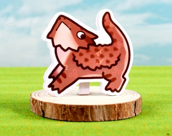 Brown Bearded Dragon, Reptile Art, 2.5" Gloss Sticker