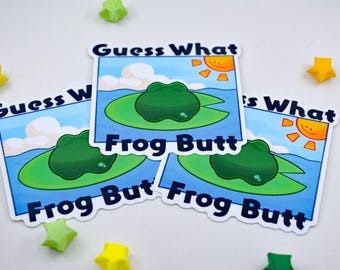 Frog Butt Sticker | Silly frog sticker, water bottle, laptop decor, glossy vinyl sticker, cute frog, cute sticker