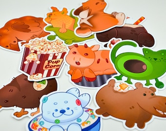 Punny Animal Stickers | Animal, food stickers, cute stickers, silly laptop decor, kawaii decor