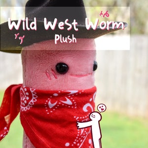 HANDMADE Wild West Worm Plush, 8in cowboy worm
