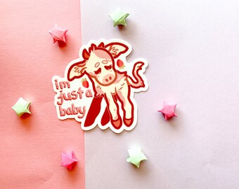 Strawberry Cow Die Cut Sticker