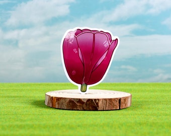 Glossy Pink Tulip Sticker, Floral Art (2.5" Waterproof)