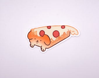 Cute Pizza Dog Sticker - Laptop, Stationary Decal