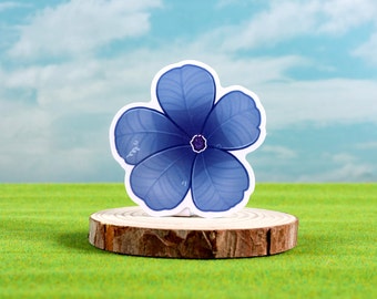 Blue Flower Sticker, Glossy Waterproof Floral Aesthetic (2.5")