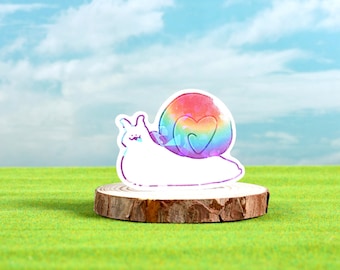 Glossy 2.5" Sticker, Rainbow Snail Sticker, Holographic Sticker