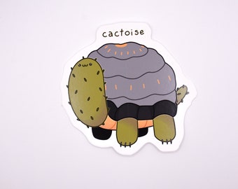 Cactus Tortoise Sticker, Waterproof Sticker, Reptile Stickers