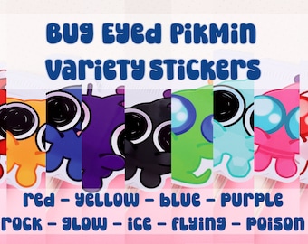 Bug Eyed Pikmin Stickers, Pikmin Sticker Set, 3" Vinyl Stickers