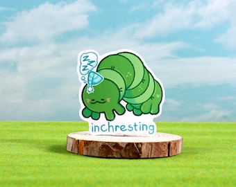Glossy 2.5" Sticker, Inchresting Sticker, Sleeping Inchworm