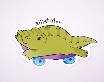 Alligator Skateboard Sticker, Alliskator, Waterproof Sticker