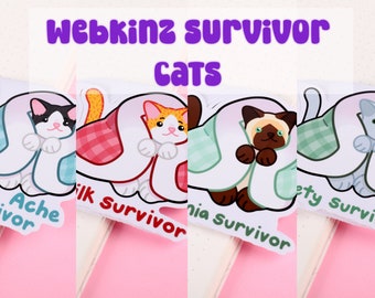 Webkinz Cat Survivor Stickers, Sleepy Cat, 3&quot; vinyl sticker
