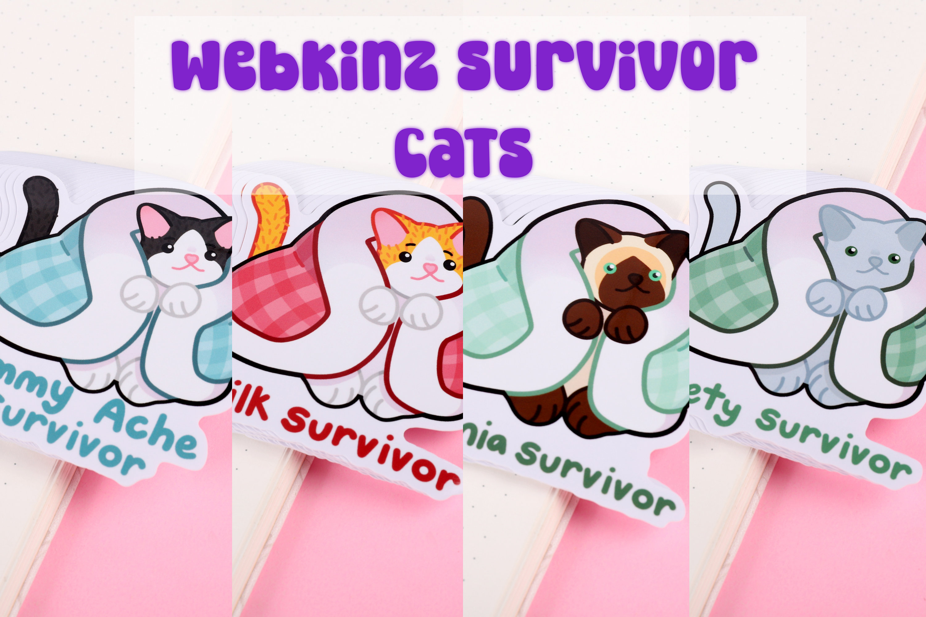 Webkinz Cat Survivor Stickers, Sleepy Cat, 3
