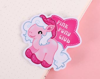 Pink Pony Club Sticker, diecut horse sticker, pink pony webkinz