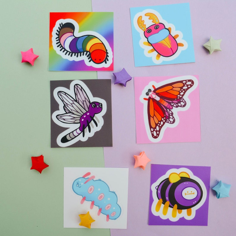 Insect Rainbow Sticker Happy Pride Bug Stickers, Matte Rainbow Stickers, LGBT Entemology - Etsy